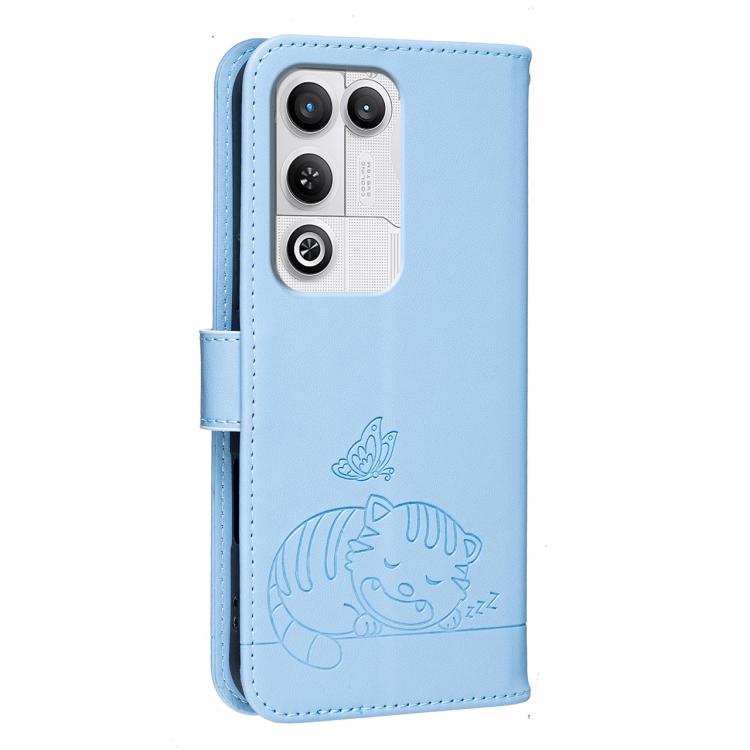For ZTE nubia RedMagic 11 Air Cat Butterfly Embossed RFID Vegan Leather Phone Case with Strap