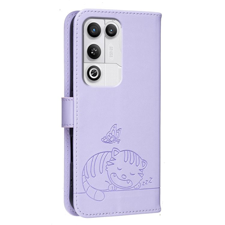 For ZTE nubia RedMagic 11 Air Cat Butterfly Embossed RFID Vegan Leather Phone Case with Strap