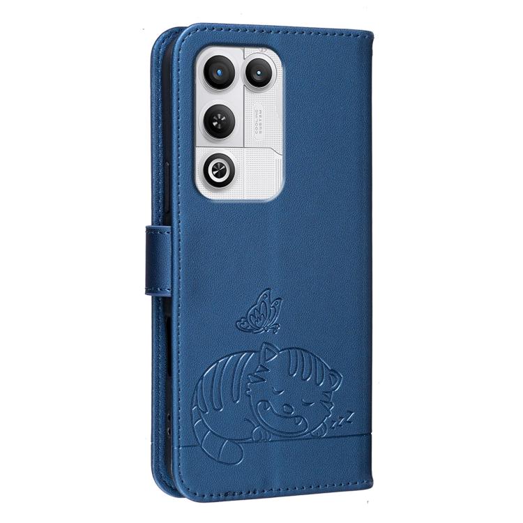 For ZTE nubia RedMagic 11 Air Cat Butterfly Embossed RFID Vegan Leather Phone Case with Strap