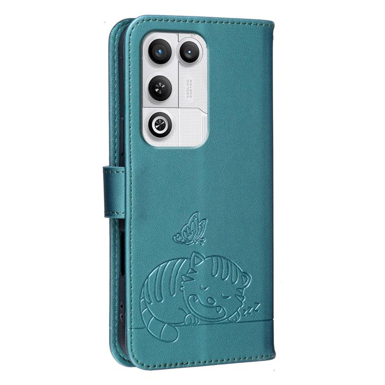 For ZTE nubia RedMagic 11 Air Cat Butterfly Embossed RFID Vegan Leather Phone Case with Strap
