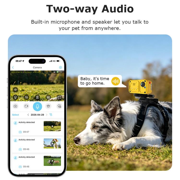 4G Outdoor Waterproof Pet GPS Location Tracker with Real-time Monitoring Camera, EU Version