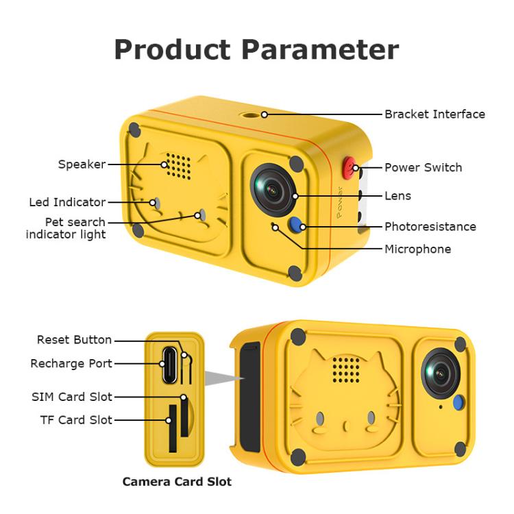 4G Outdoor Waterproof Pet GPS Location Tracker with Real-time Monitoring Camera, EU Version