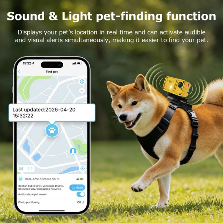 4G Outdoor Waterproof Pet GPS Location Tracker with Real-time Monitoring Camera, EU Version