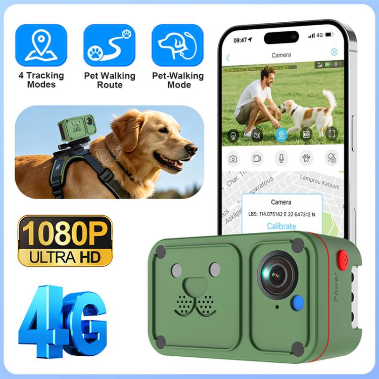 4G Outdoor Waterproof Pet GPS Location Tracker with Real-time Monitoring Camera, EU Version