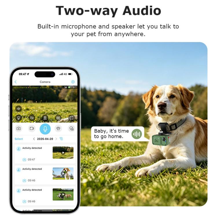 4G Outdoor Waterproof Pet GPS Location Tracker with Real-time Monitoring Camera, EU Version