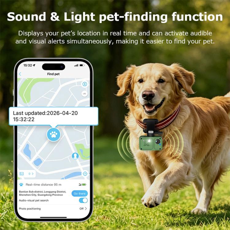 4G Outdoor Waterproof Pet GPS Location Tracker with Real-time Monitoring Camera, EU Version