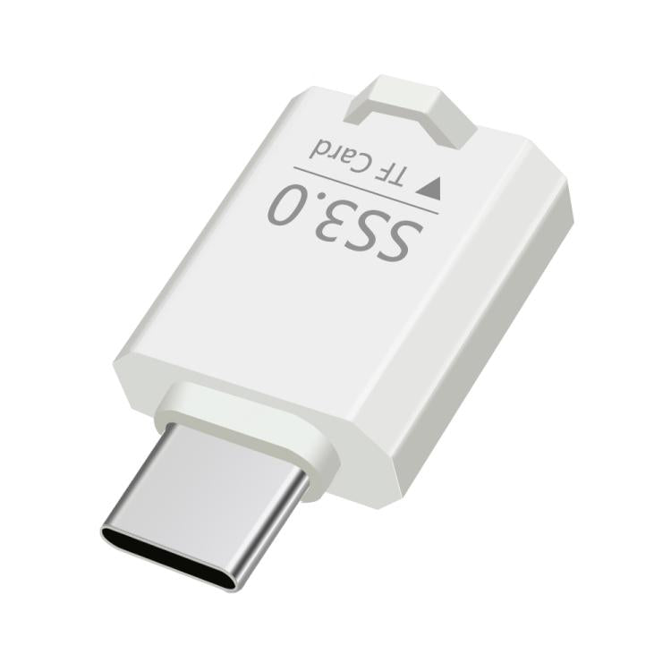 Type-C to TF Card Mini Super Speed USB3.0 Card Reader - White