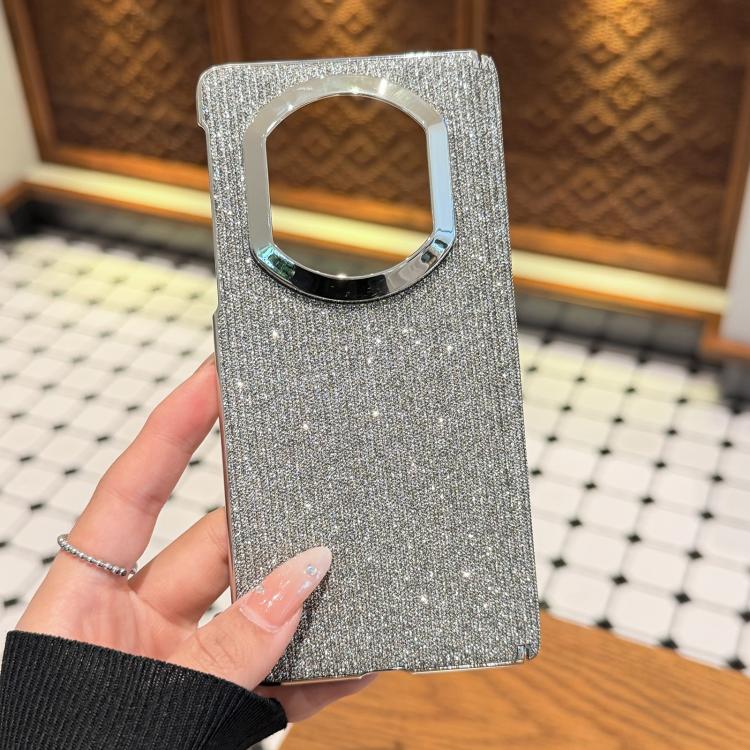 For Huawei Mate X7 Glitter Crystal Design Shockproof Phone Case with Frame - Silver