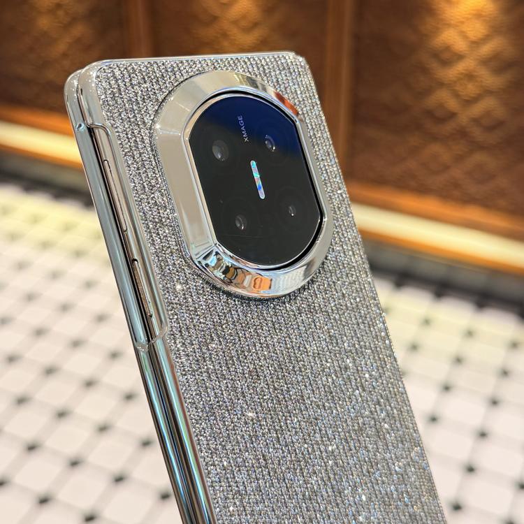 For Huawei Mate X7 Glitter Crystal Design Shockproof Phone Case with Frame - Silver