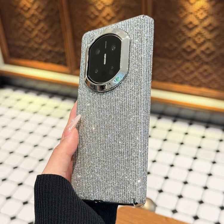 For Huawei Mate X6 Glitter Crystal Design Shockproof Phone Case with Frame - Silver