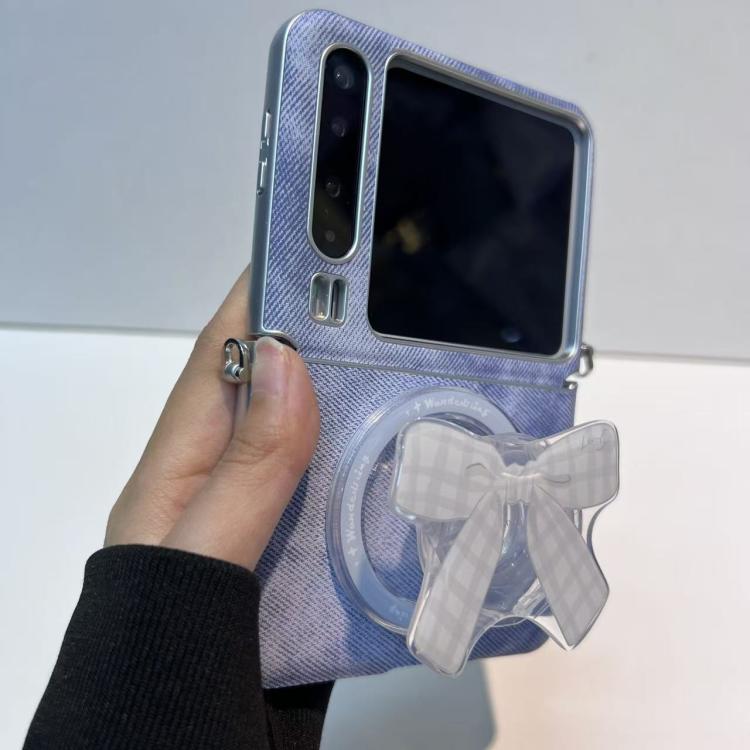 For Huawei Pura X Denim Texture Magnetic Holder Shockproof Phone Case - Blue
