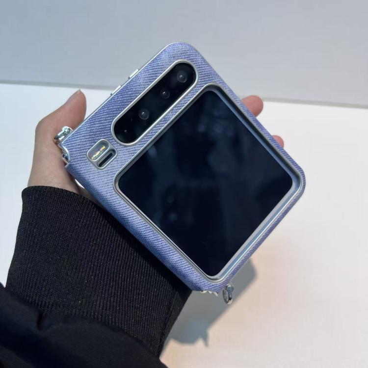 For Huawei Pura X Denim Texture Magnetic Holder Shockproof Phone Case - Blue