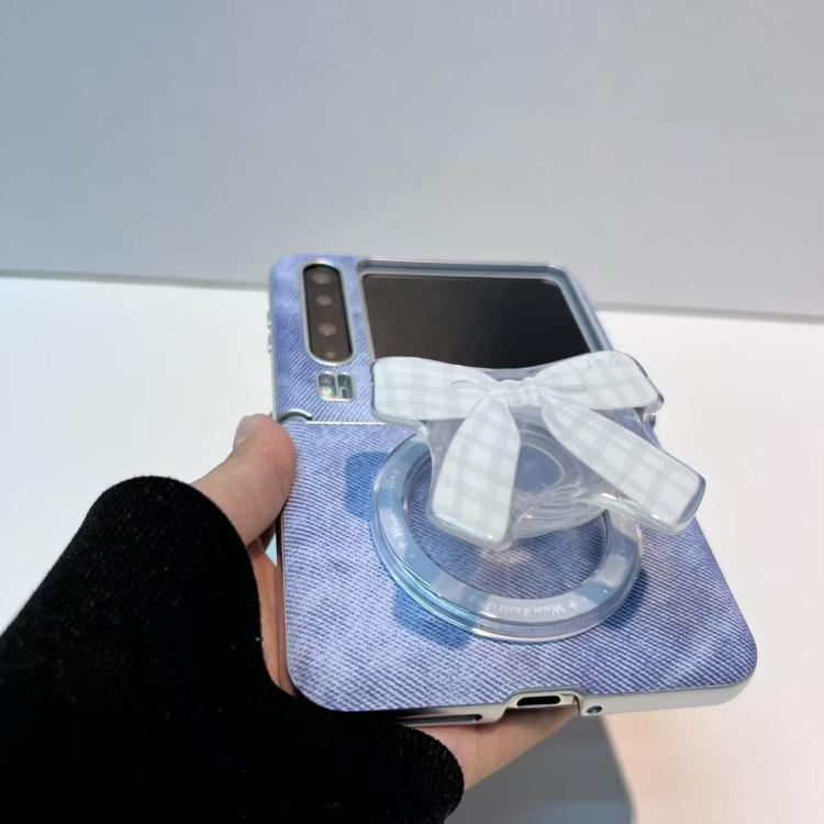 For Huawei Pura X Denim Texture Magnetic Holder Shockproof Phone Case - Blue