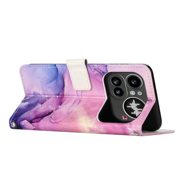 For Nothing Phone 4a Pro Painted Marble Pattern Leather Phone Case