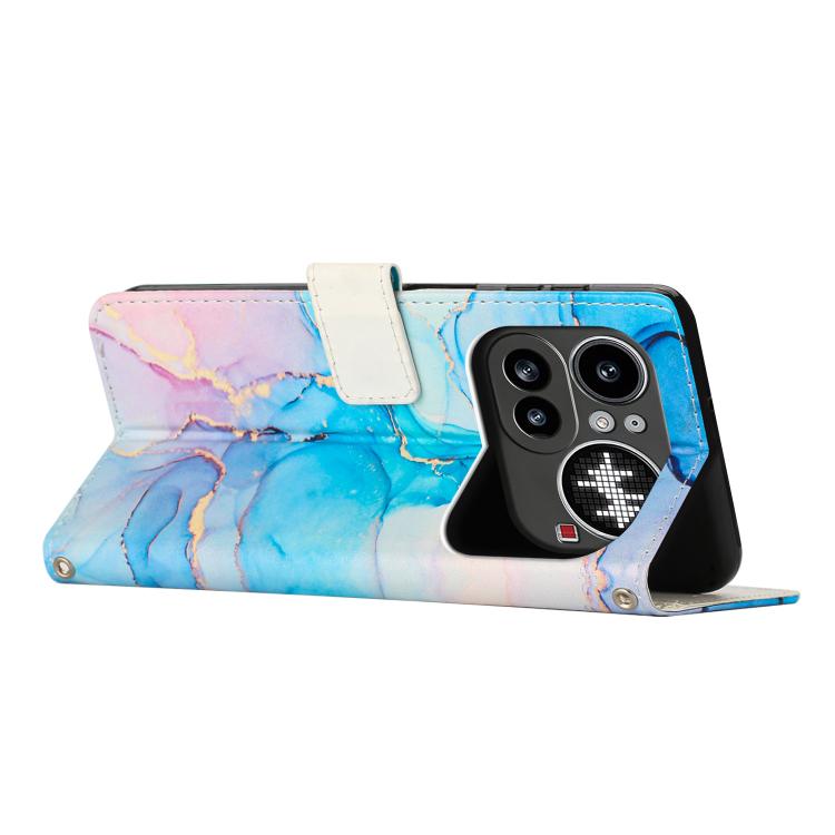 For Nothing Phone 4a Pro Painted Marble Pattern Leather Phone Case