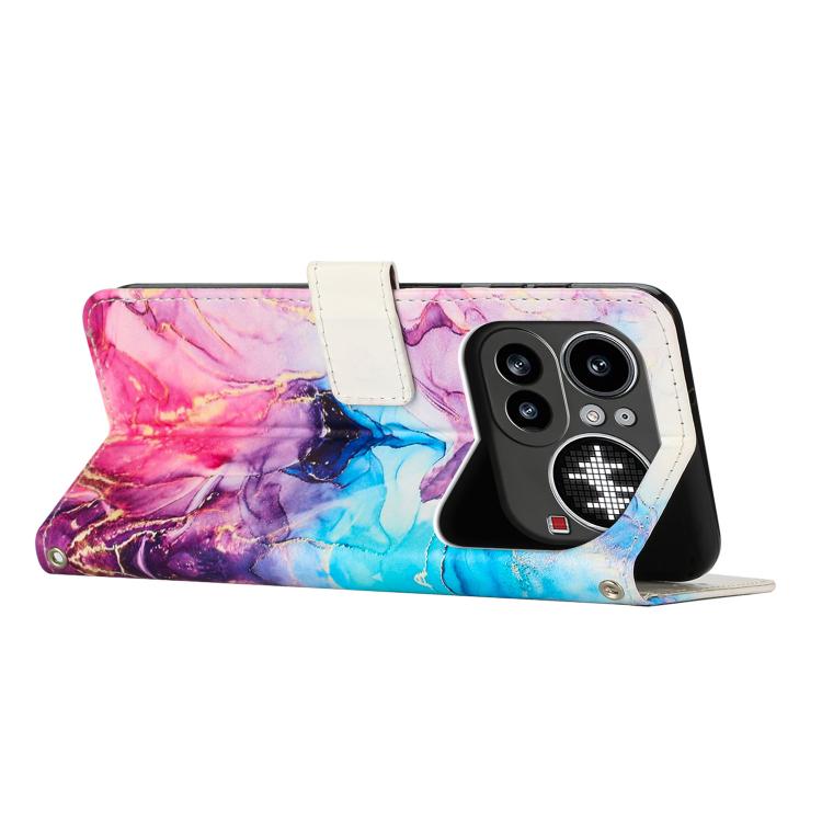For Nothing Phone 4a Pro Painted Marble Pattern Leather Phone Case