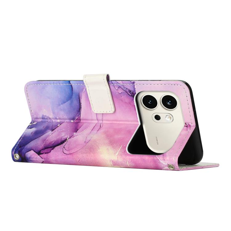 For Honor 600 / 600 Pro Global Painted Marble Pattern Leather Phone Case