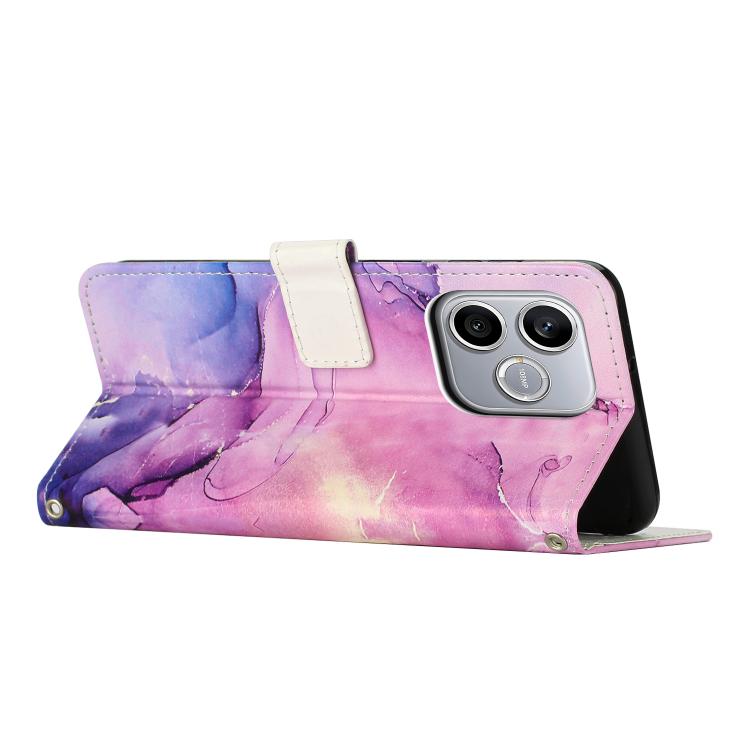 For Honor 600 Lite Global Painted Marble Pattern Leather Phone Case