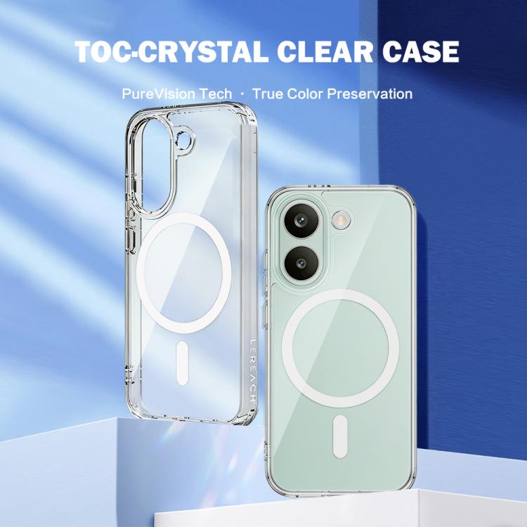 For Xiaomi Poco X8 Pro 5G LeReach TOC Clear Series Dual-Composite Armor TPU + Acrylic Shockproof Magnetic Phone Case - Transparent