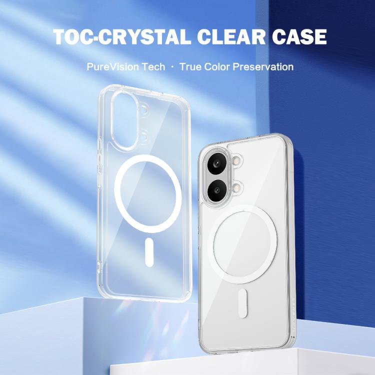 For Xiaomi Poco X8 Pro Max 5G LeReach TOC Clear Series Dual-Composite Armor TPU + Acrylic Shockproof Magnetic Phone Case - Transparent