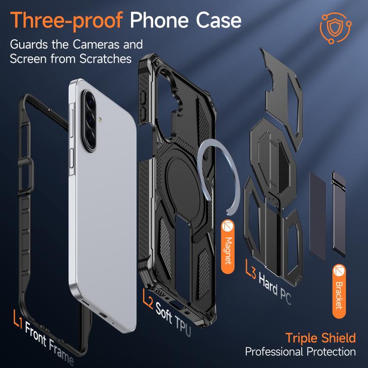 For Galaxy A16 / A17 / A26 5G Hidden Metal Holder Magnetic Shockproof Phone Case
