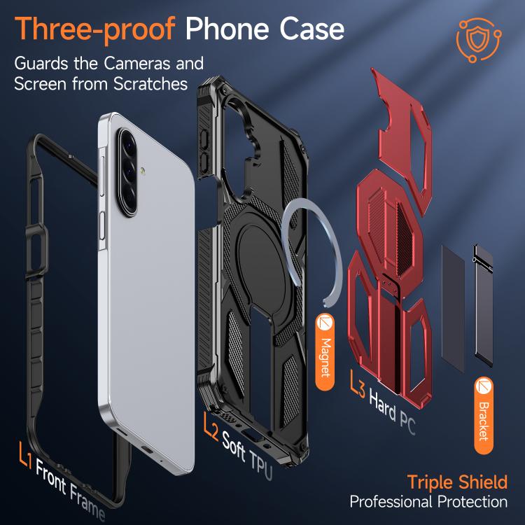 For Galaxy A16 / A17 / A26 5G Hidden Metal Holder Magnetic Shockproof Phone Case