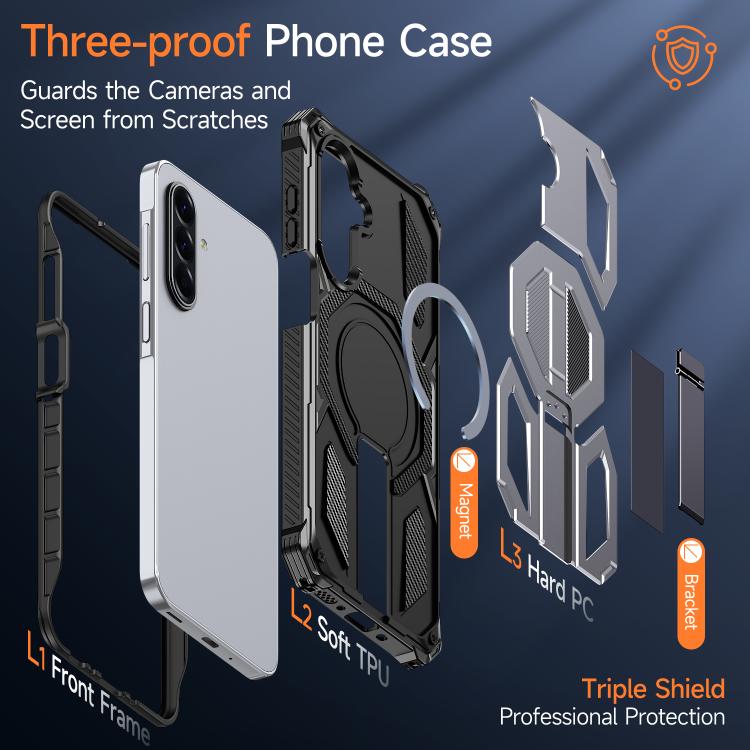 For Galaxy A16 / A17 / A26 5G Hidden Metal Holder Magnetic Shockproof Phone Case