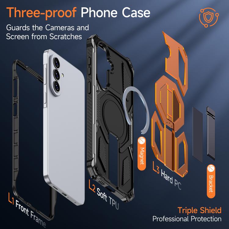 For Galaxy A57 5G Hidden Metal Holder Magnetic Shockproof Phone Case