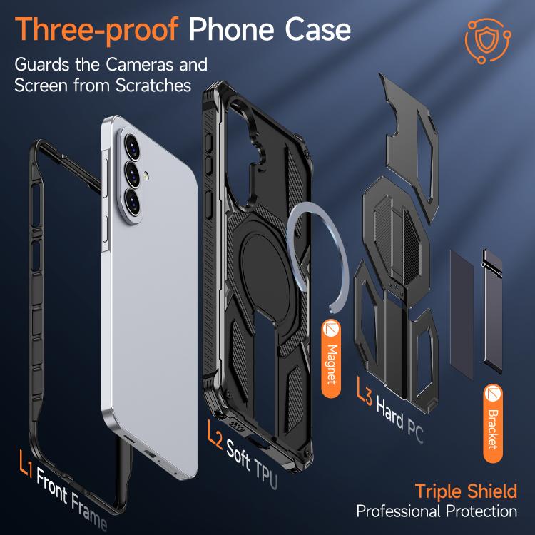 For Galaxy A57 5G Hidden Metal Holder Magnetic Shockproof Phone Case