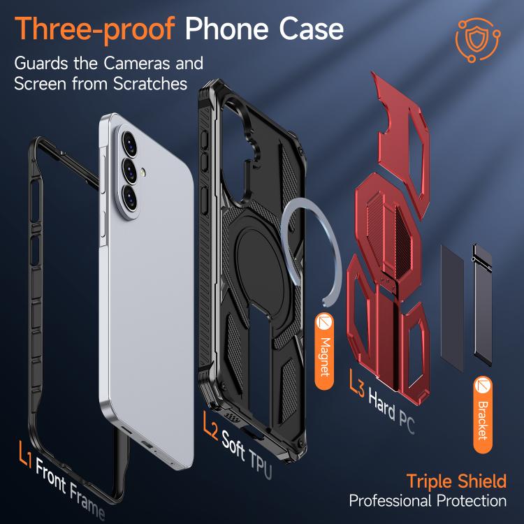 For Galaxy A57 5G Hidden Metal Holder Magnetic Shockproof Phone Case