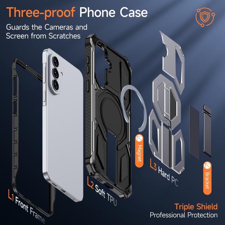 For Galaxy A57 5G Hidden Metal Holder Magnetic Shockproof Phone Case