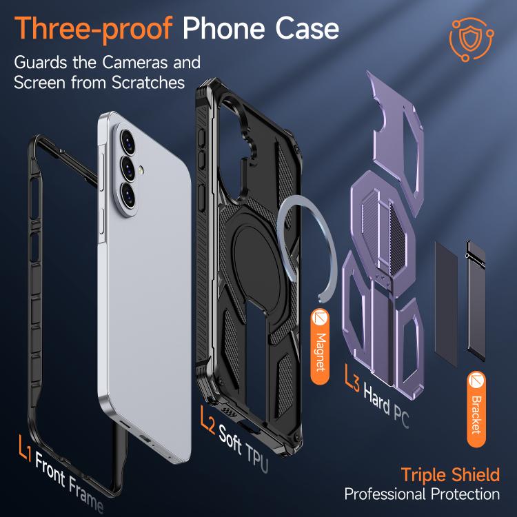 For Galaxy A57 5G Hidden Metal Holder Magnetic Shockproof Phone Case