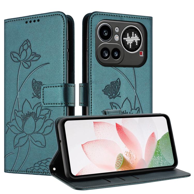 For Nothing Phone 4a Pro Lotus Embossed Leather Phone Case with Lanyard