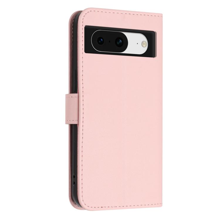 For Google Pixel 8 Glitter Butterfly Zipper Vegan Leather Phone Case with Wrist Strap