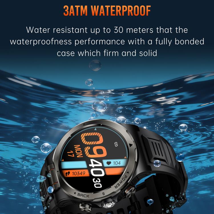 KT91 1.43 inch AMOLED Sports Smart Watch with Flashlight, Support Health Monitoring - Black