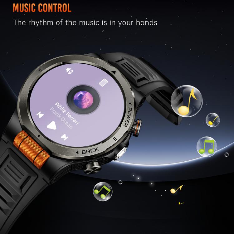 KT91 1.43 inch AMOLED Sports Smart Watch with Flashlight, Support Health Monitoring - Black