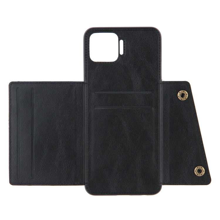 For OPPO F17 Pro Double Buckle PU + TPU Shockproof Magnetic Protective Case with Card Slots & Holder