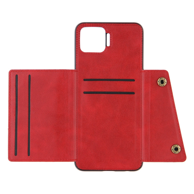 For OPPO F17 Pro Double Buckle PU + TPU Shockproof Magnetic Protective Case with Card Slots & Holder