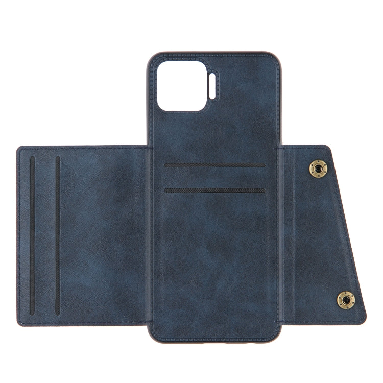 For OPPO F17 Pro Double Buckle PU + TPU Shockproof Magnetic Protective Case with Card Slots & Holder