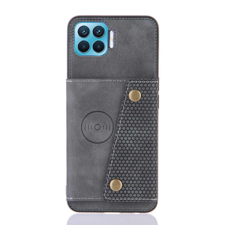 For OPPO F17 Pro Double Buckle PU + TPU Shockproof Magnetic Protective Case with Card Slots & Holder