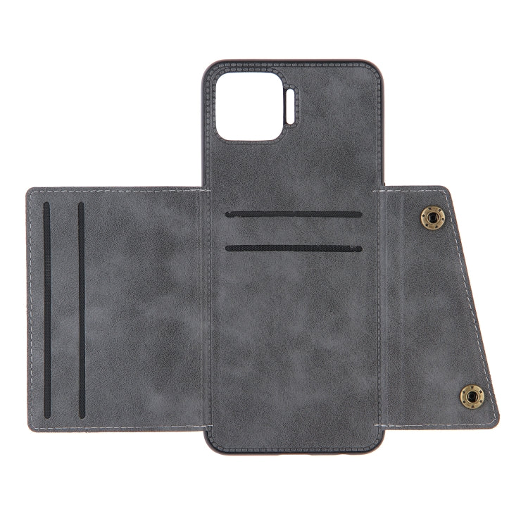 For OPPO F17 Pro Double Buckle PU + TPU Shockproof Magnetic Protective Case with Card Slots & Holder