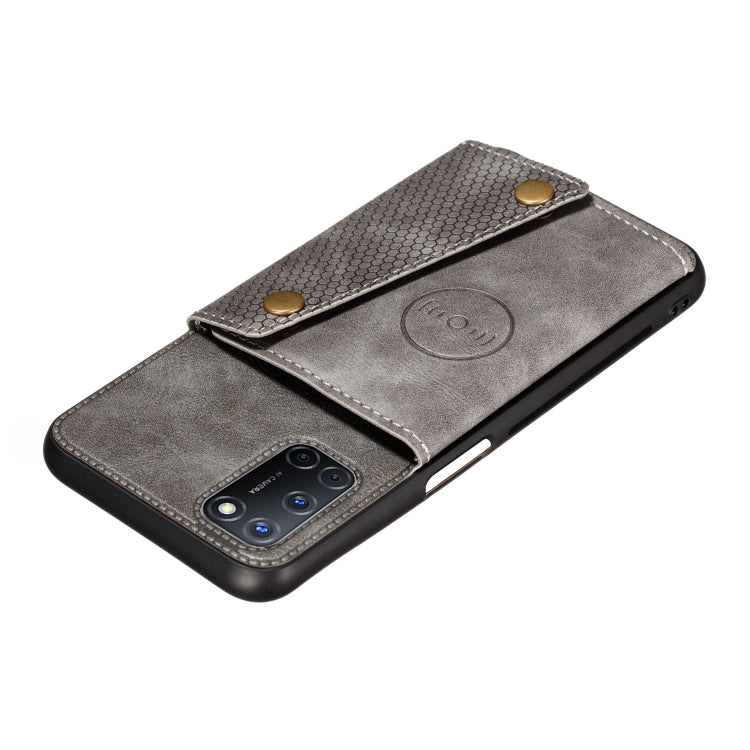 For OPPO Realme 7 5G Double Buckle PU + TPU Shockproof Magnetic Protective Case with Card Slots & Holder