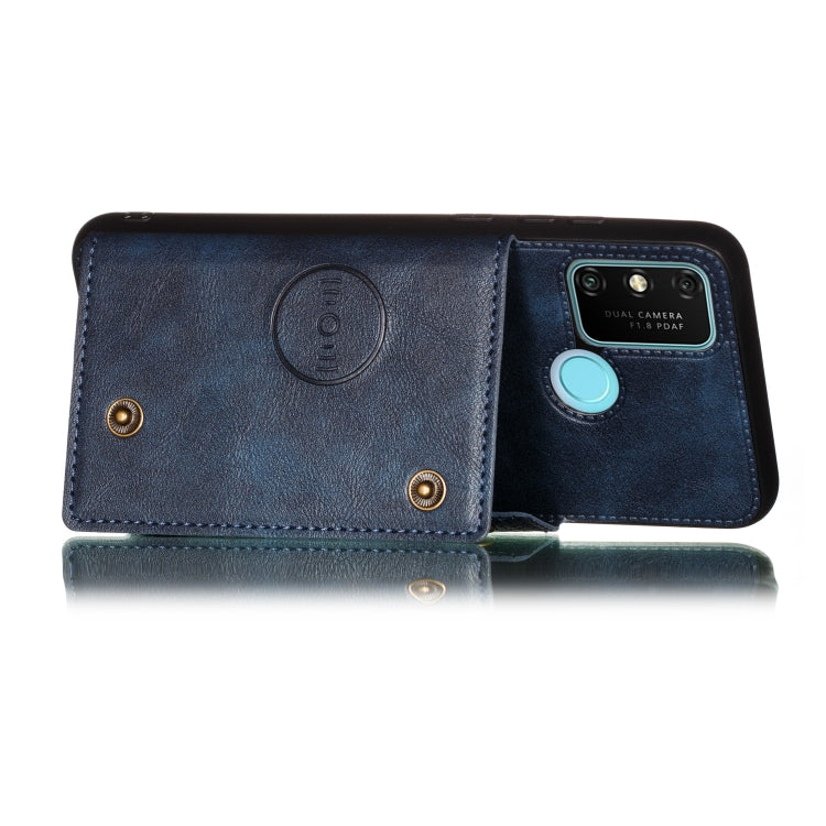 For OPPO Realme 7i Double Buckle PU + TPU Shockproof Magnetic Protective Case with Card Slots & Holder