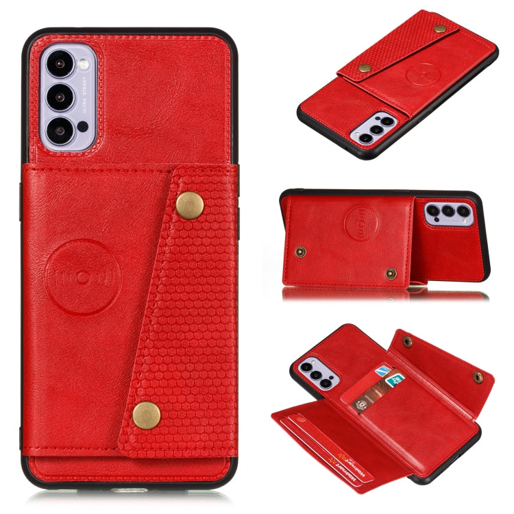 For OPPO Realme 7 Pro Double Buckle PU + TPU Shockproof Magnetic Protective Case with Card Slots & Holder