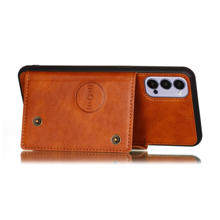 For OPPO Realme 7 Pro Double Buckle PU + TPU Shockproof Magnetic Protective Case with Card Slots & Holder