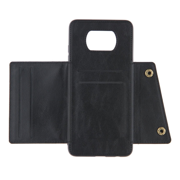 For Xiaomi Poco X3 Double Buckle PU + TPU Shockproof Magnetic Protective Case with Card Slots & Holder
