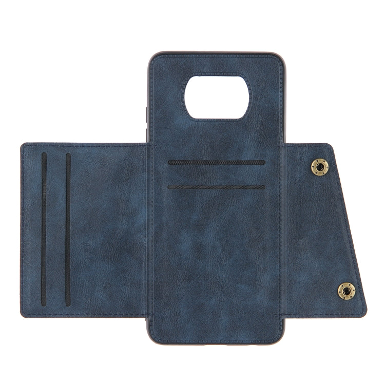 For Xiaomi Poco X3 Double Buckle PU + TPU Shockproof Magnetic Protective Case with Card Slots & Holder