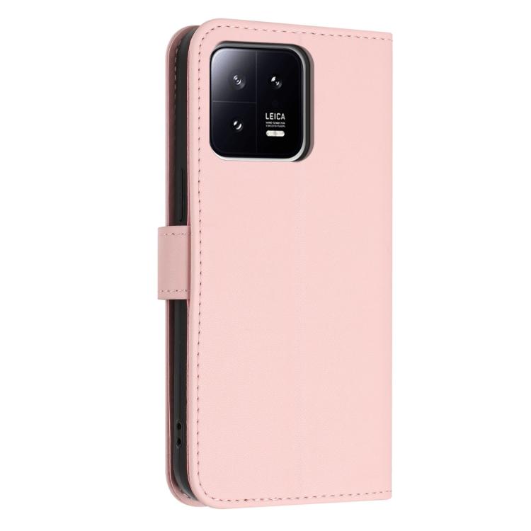 For Xiaomi 13 5G Glitter Butterfly Zipper Vegan Leather Phone Case with Wrist Strap