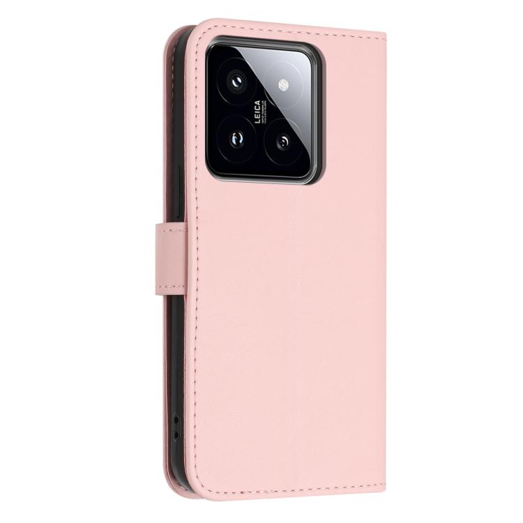 For Xiaomi 14 5G Global Glitter Butterfly Zipper Vegan Leather Phone Case with Wrist Strap
