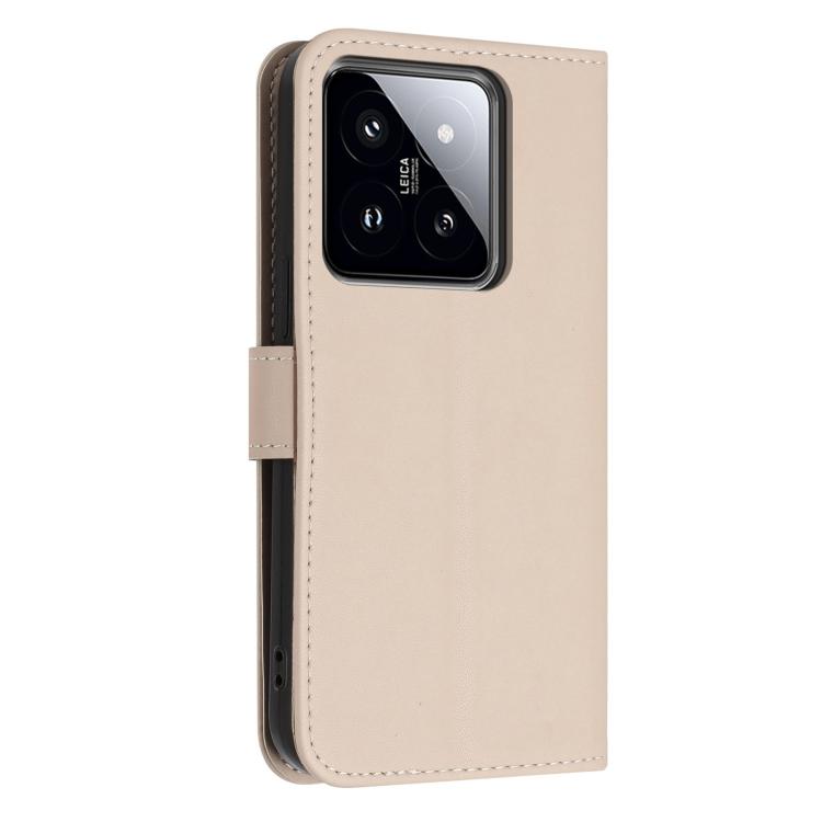 For Xiaomi 14 5G Global Glitter Butterfly Zipper Vegan Leather Phone Case with Wrist Strap